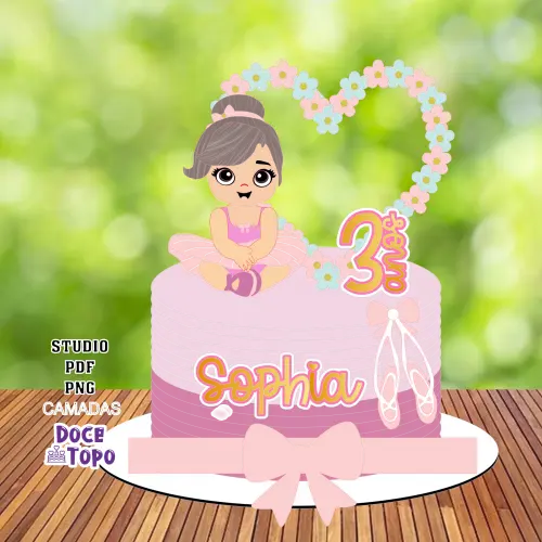 Topo de Bolo Bailarina 26 Studio/PDF/PNG