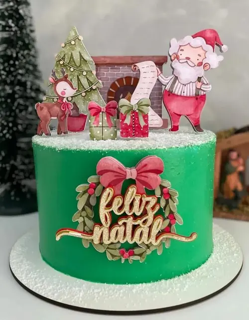 Topo de Bolo Natal 34 Somente Studio