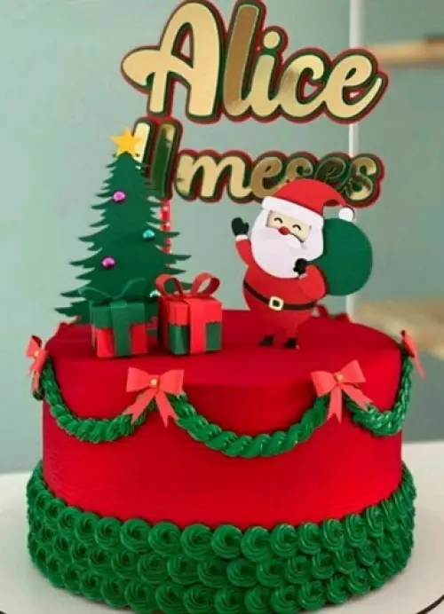 Topo de Bolo Natal 46 Somente Studio