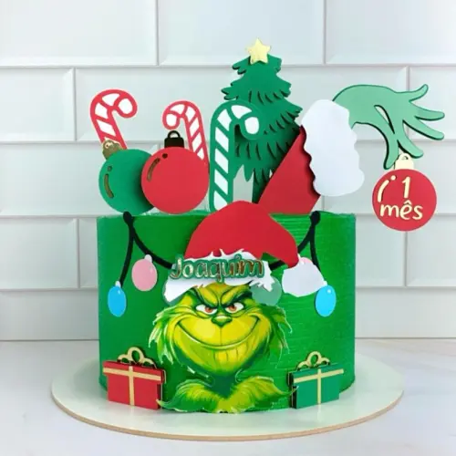 Topo de Bolo Natal Grinch 03 Somente Studio