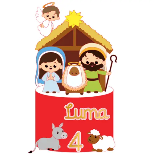 Topo de Bolo Natal Presépio 06 Somente Studio