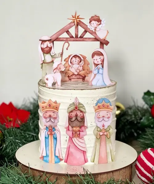 Topo de Bolo Natal Presépio 07 Somente Studio