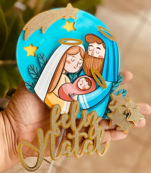 Topo de Bolo Natal Presépio 09 Somente Studio