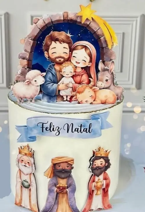 Topo de Bolo Natal Presépio 13 Somente Studio
