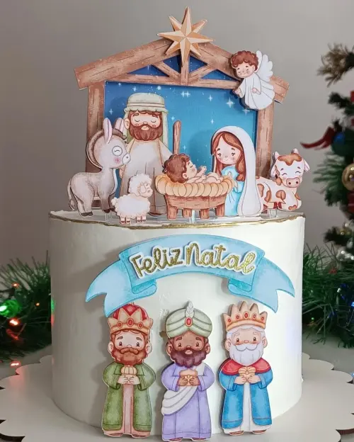 Topo de Bolo Natal Presépio 16 Somente Studio