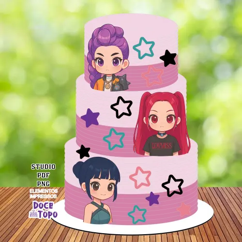 Topo de Bolo Guerreiras do K-Pop 06 Studio/PDF/PNG