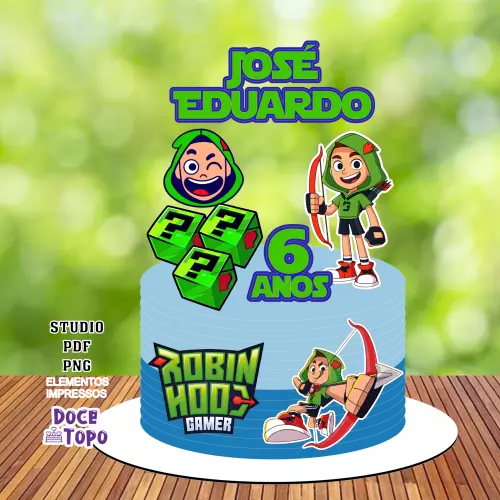 Topo de Bolo Robin Hood Gamer 01 Studio/PDF/PNG