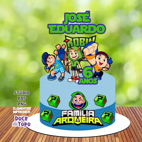 Topo de Bolo Robin Hood Gamer 02 Família Arqueira Studio/PDF/PNG