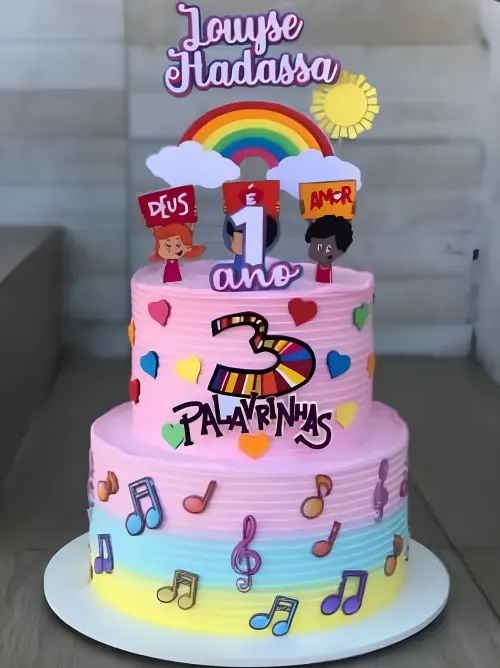 Topo de Bolo 3 Palavrinhas 07 Somente Studio