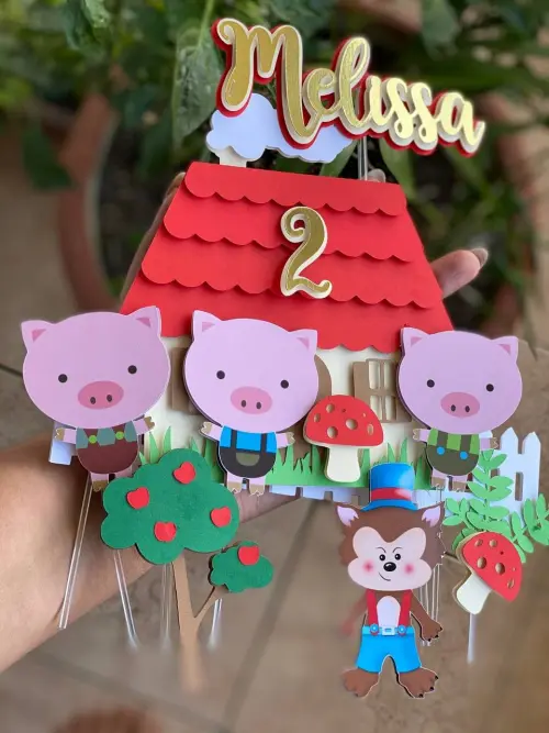 Topo de Bolo Os 3 Porquinhos 01 Studio