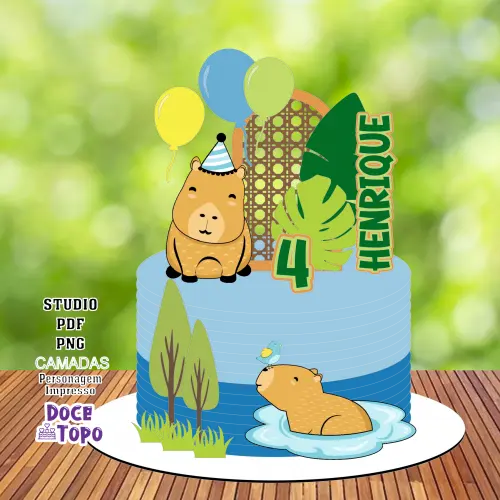 Topo de Bolo Capivara 08 Studio/PDF/PNG