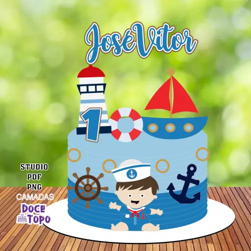 Topo de Bolo Marinheiro 02 Studio/PDF/PNG
