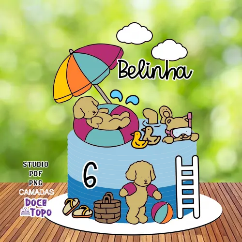 Topo de Bolo Bobbie Goods - Pool Party Studio/PDF/PNG