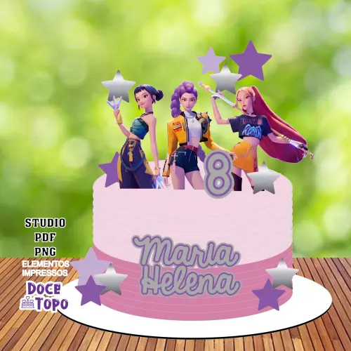 Topo de Bolo Guerreiras do K-Pop 08 Studio/PDF/PNG