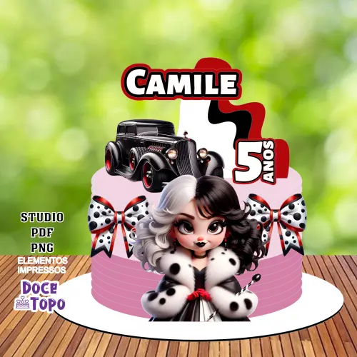 Topo de Bolo 101 Dalmatas Cruela 02 Studio/PDF/PNG