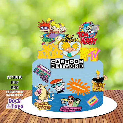 Topo de Bolo Anos 90 01 Studio/PDF/PNG