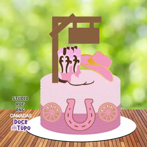 Topo de Bolo Cowgirl 07 Studio/PDF/PNG