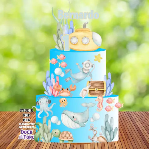 Topo de Bolo Fundo do Mar 05 Studio/PDF/PNG