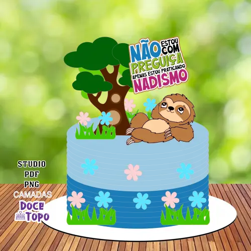 Topo de Bolo Bicho Preguiça 08 Studio/PDF/PNG