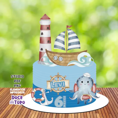 Topo de Bolo Marinheiro 03 Studio/PDF/PNG