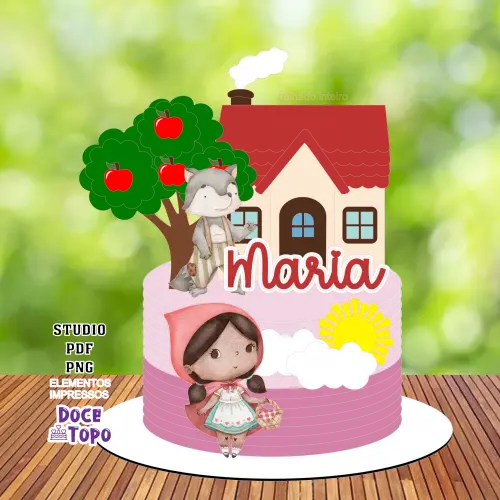 Topo de Bolo Chapeuzinho Vermelho 03 Studio/PDF/PNG