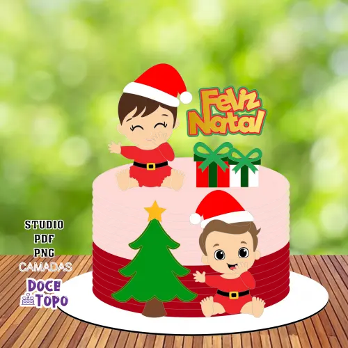 Topo de Bolo Natal 70 Studio/PDF/PNG