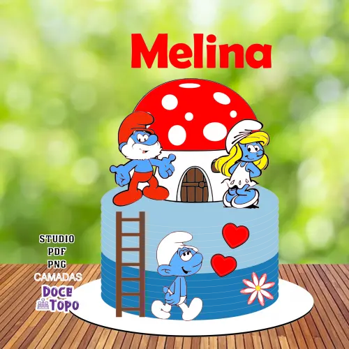 Topo de Bolo Smurfs 01 Studio/PDF/PNG