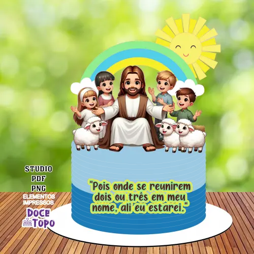 Topo de Bolo Cristão Crianças 02 Studio/PDF/PNG