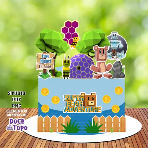 Topo de Bolo Super Bear Adventure 01 Studio/PDF/PNG