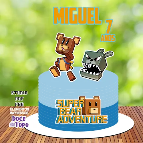 Topo de Bolo Super Bear Adventure 02 Studio/PDF/PNG