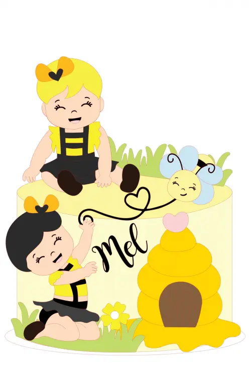 Topo de Bolo Abelhinha 03 Somente Studio