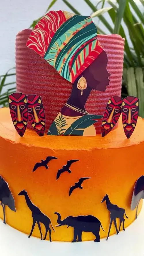 Topo de Bolo Africano Somente Studio