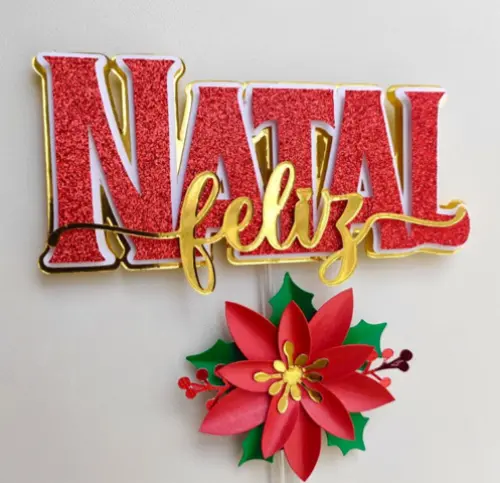 Topo de Bolo Natal 073 Somente Studio