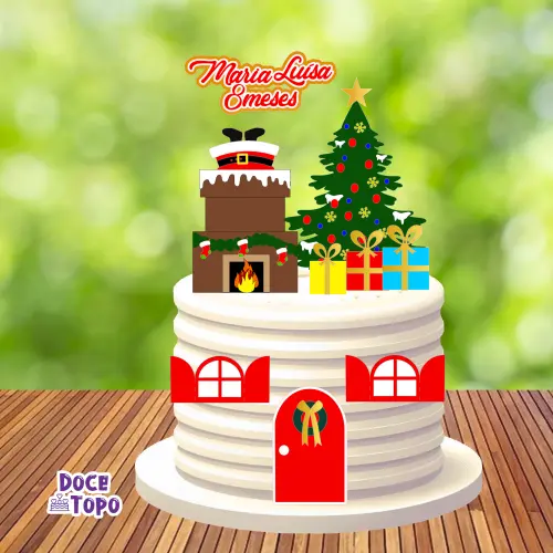 Topo de Bolo Natal 082 Somente Studio