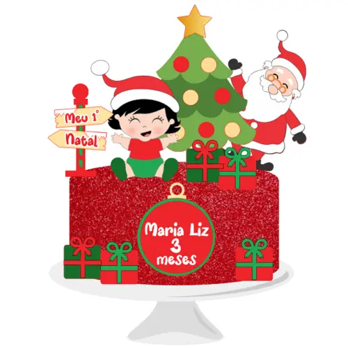 Topo de Bolo Natal 083 Somente Studio