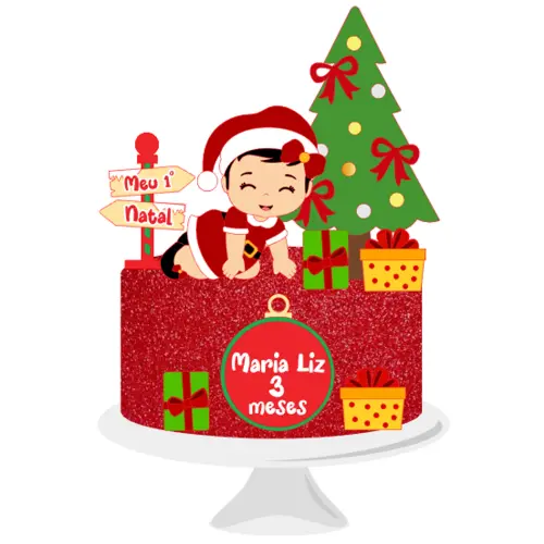 Topo de Bolo Natal 085 Somente Studio