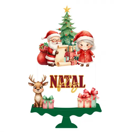 Topo de Bolo Natal 087 Somente Studio