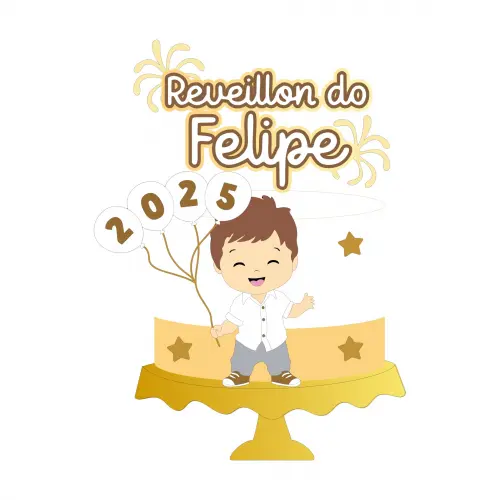 Topo de Bolo Ano Novo 14 Somente Studio