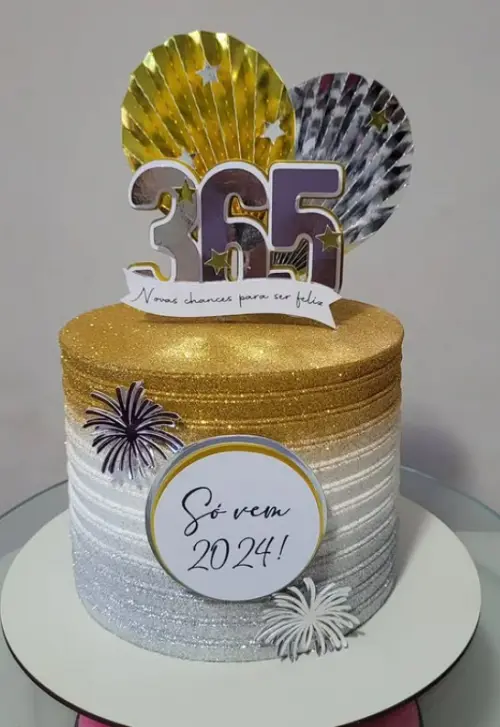 Topo de Bolo Ano Novo 17 Somente Studio