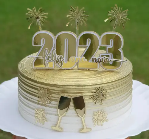 Topo de Bolo Ano Novo 19 Somente Studio