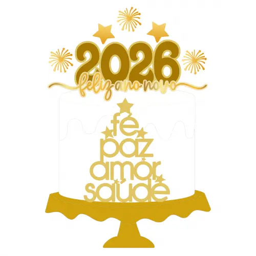 Topo de Bolo Ano Novo 20 Somente Studio