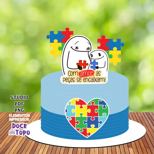 Topo de Bolo Flork Autismo 01 Studio/PDF/PNG