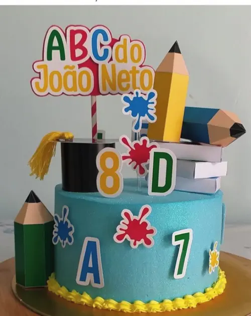 Topo de Bolo Formatura ABC 02 Somente Studio