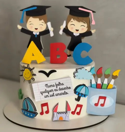 Topo de Bolo Formatura ABC 05 Somente Studio