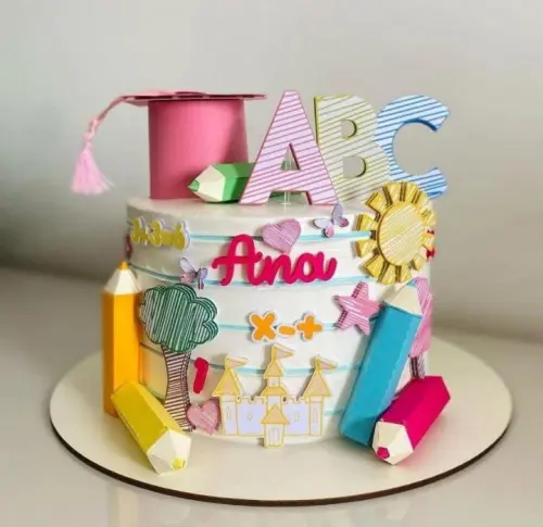 Topo de Bolo Formatura ABC 13 Somente Studio