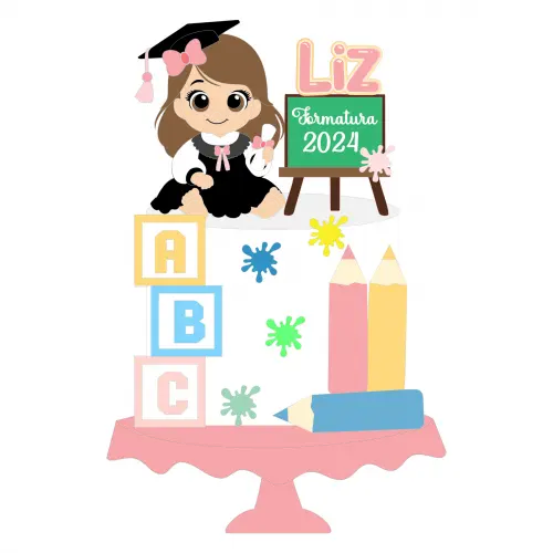 Topo de Bolo Formatura ABC 18 Somente Studio