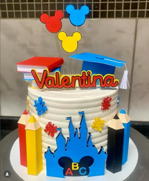Topo de Bolo Formatura ABC Mickey 03 Somente Studio