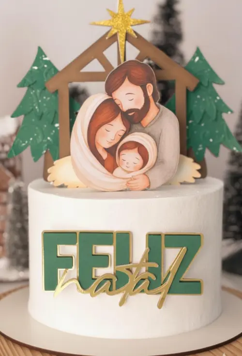 Topo de Bolo Natal Presépio 18 Somente Studio