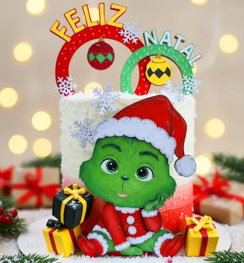 Topo de Bolo Natal Grinch 04 Studio/PDF/PNG