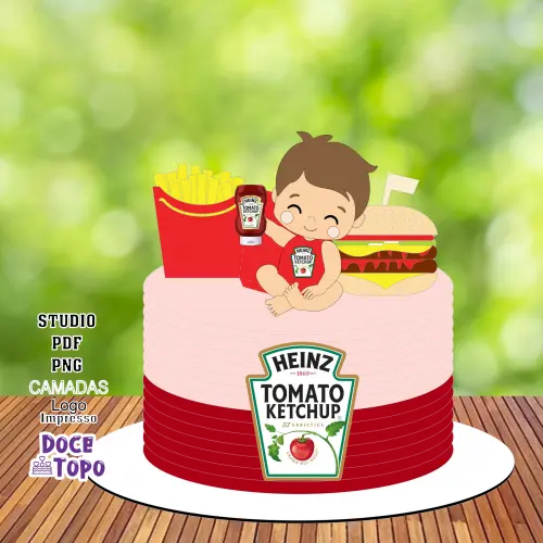 Topo de Bolo Ketchup 01 Studio/PDF/PNG